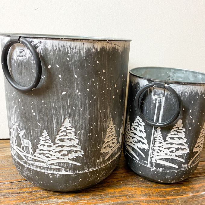 Winter Gray Buckets - Two Sizes available at Quilted Cabin Home Decor.