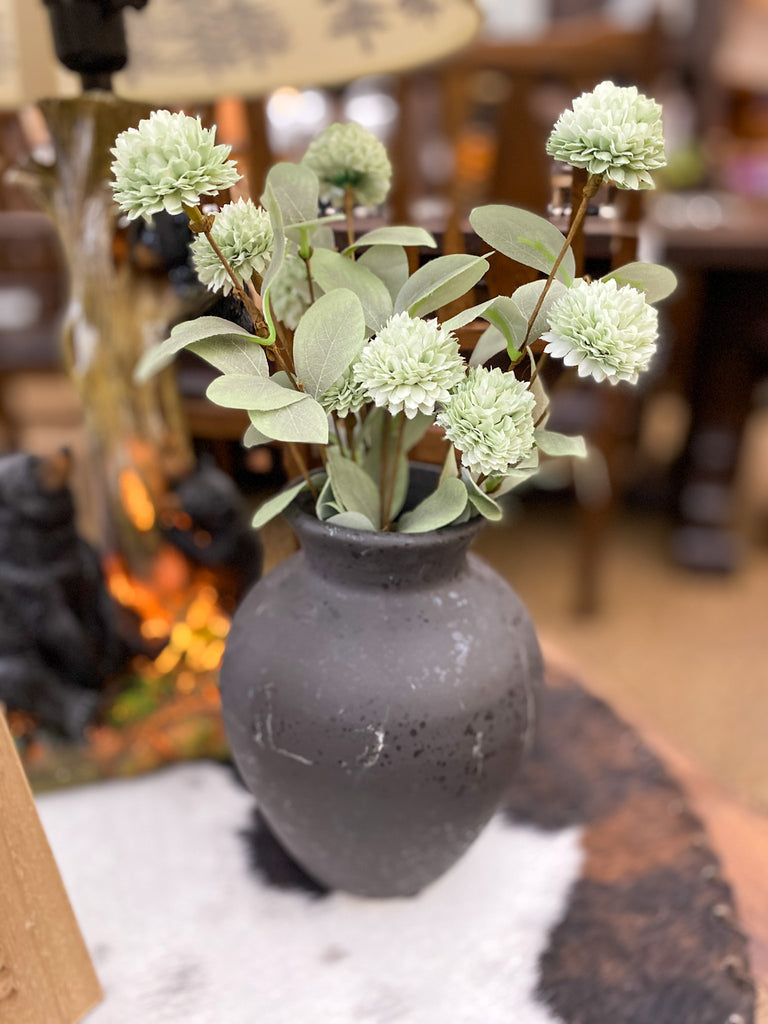 Round Black Porcelain Bouquet Vase available at Quilted Cabin Home Decor.