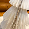 Close-up of a whitepaper tree with a wooden background. Vintage White Paper Trees - Three Sizes available at Quilted Cabin Home Decor.