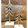 Two gold trees of different heights on white bases available at Quilted Cabin Home Decor.