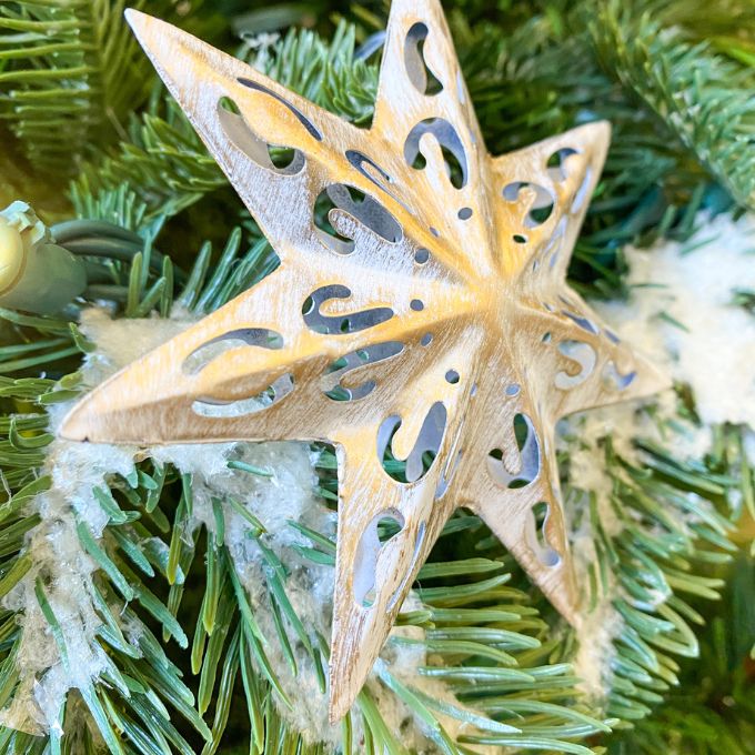 White Gold Star Ornament available at Quilted Cabin Home Decor.