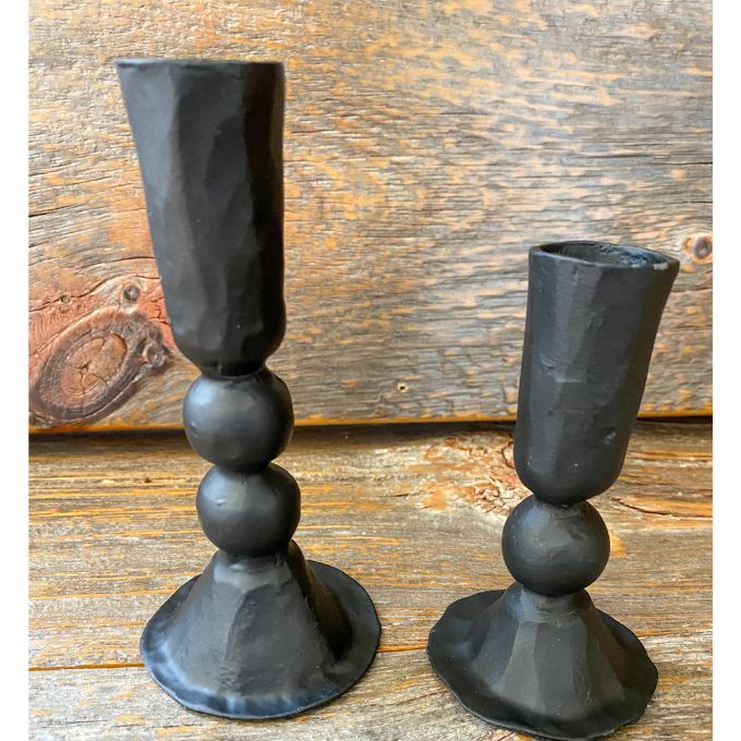 Black Taper Candle Holders - Set of Two available at Quilted Cabin Home Decor.