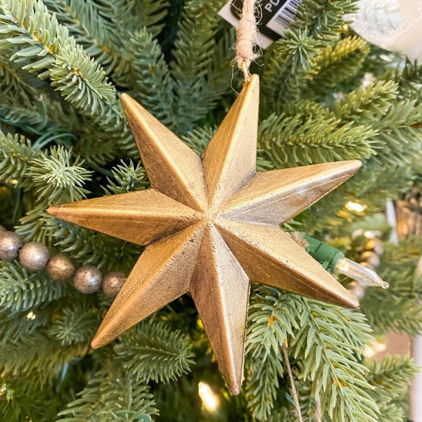 Vintage Gold Star Ornament available at Quilted Cabin Home Decor.