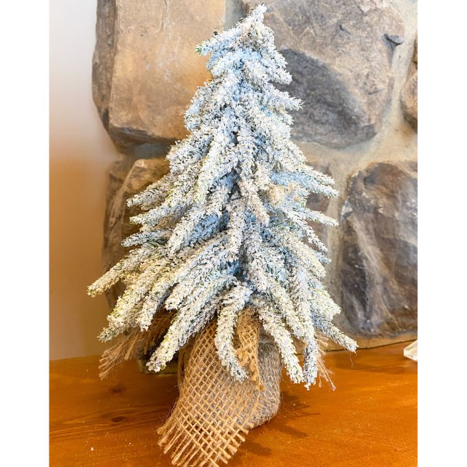 Frosted Trees in Burlap - Two Sizes available at Quilted Cabin Home Decor.