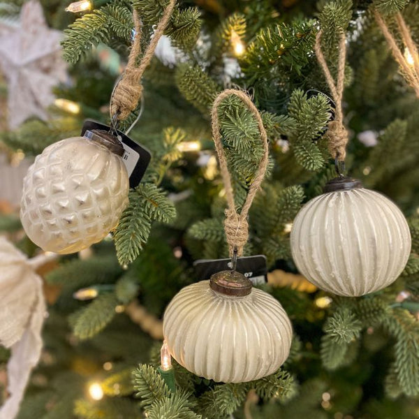 Vintage Glass Ornaments - Three Styles available at Quilted Cabin Home Decor.