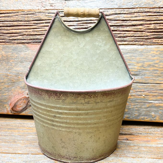 Galvanized Pocket Buckets - Two Sizes available at Quilted Cabin Home Decor