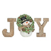 JOY Snowman Figurine is a three piece figurine that spells out JOY, with a snowman being the letter O. Available at Quilted Cabin Home Decor.