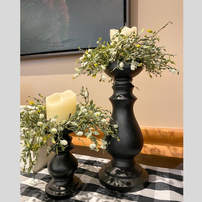 Black Chunky Candlestick - Two Sizes available at Quilted Cabin Home Decor.