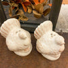 White turkey shaped salt and pepper shaker set available at Quilted Cabin Home Decor.