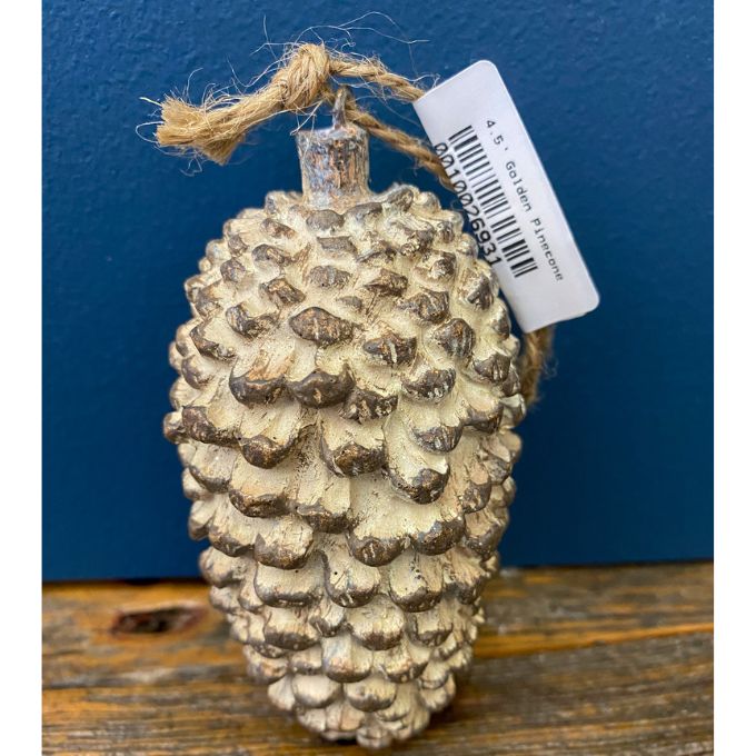 Golden Pinecone Ornament available at Quilted Cabin Home Decor.