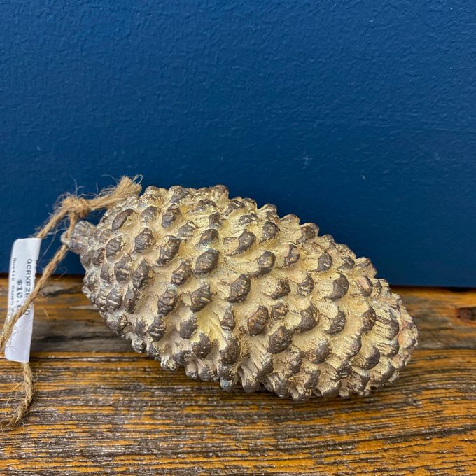 Golden Pinecone Ornament available at Quilted Cabin Home Decor.