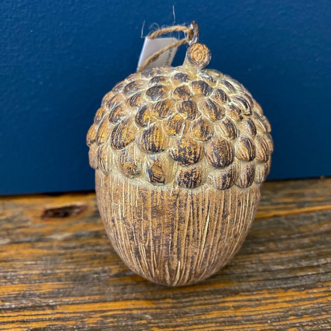 Golden Acorn Ornaments - Two Sizes available at Quilted Cabin Home Decor.