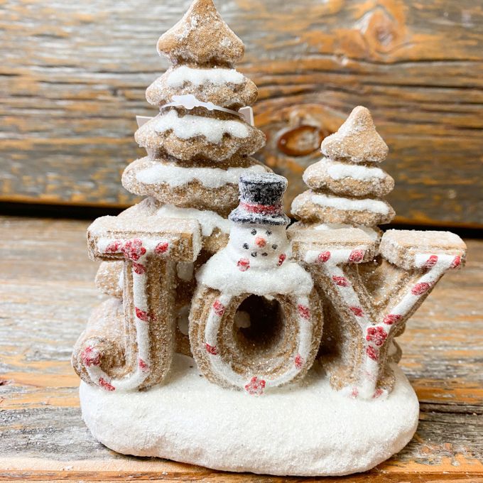 Gingerbread JOY Figurine available at Quilted Cabin Home Decor.