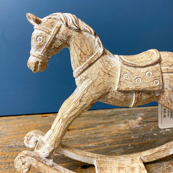 Tan Vintage Rocking Horse available at Quilted Cabin Home Decor.