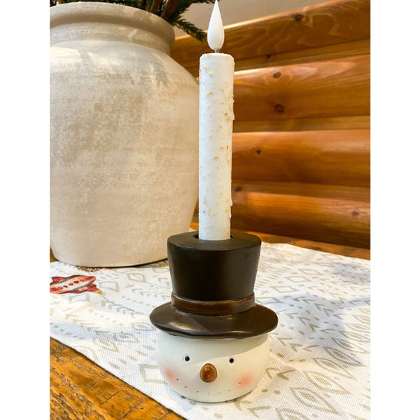 Snowman Taper Candle Holder available at Quilted Cabin Home Decor.