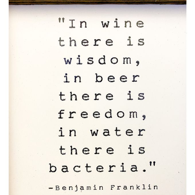 Wine, Beer and Water Wisdom Sign available at Quilted Cabin Home Decor.