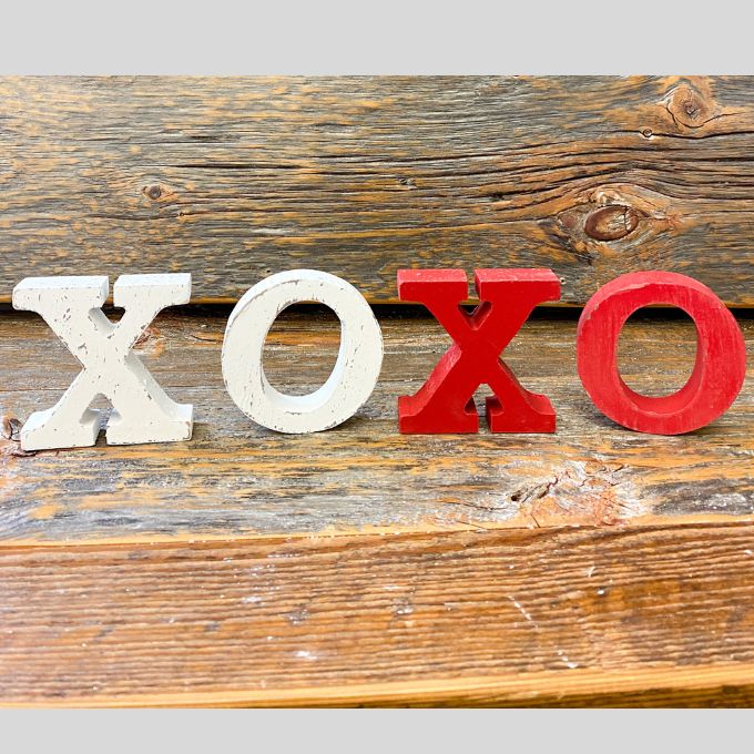 Red XO Letters available at Quilted Cabin Home Decor.