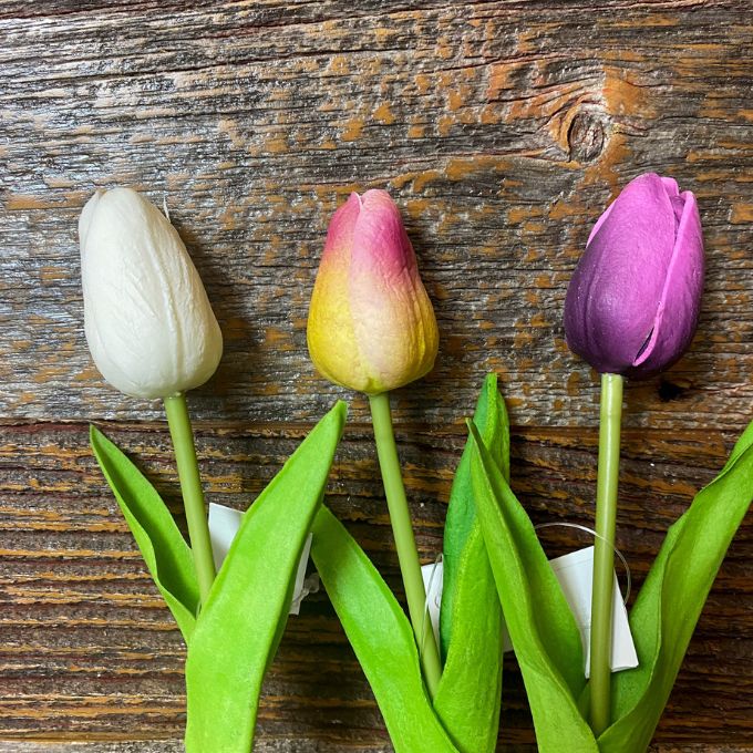 Tulip Bud Stems - Three Colours available at Quilted Cabin Home Decor.