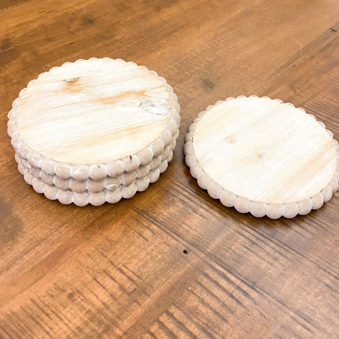 Wooden Beaded Round Coaster Set available at Quilted Cabin Home Decor