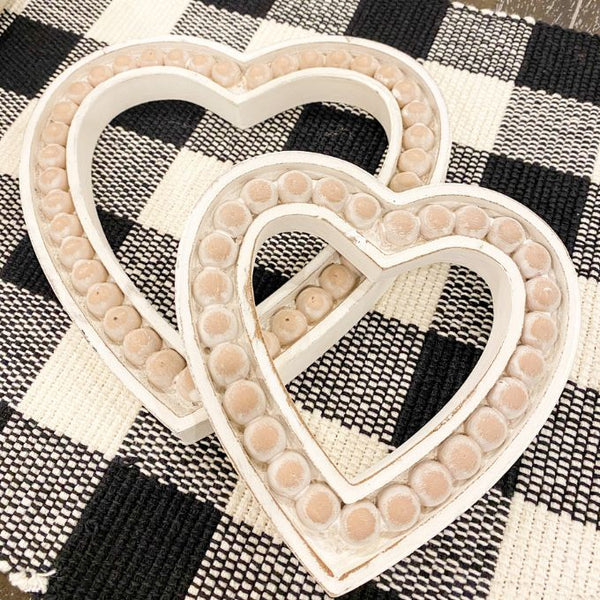 Beaded Heart Cutouts - Set of Two available at Quilted Cabin Home Decor.