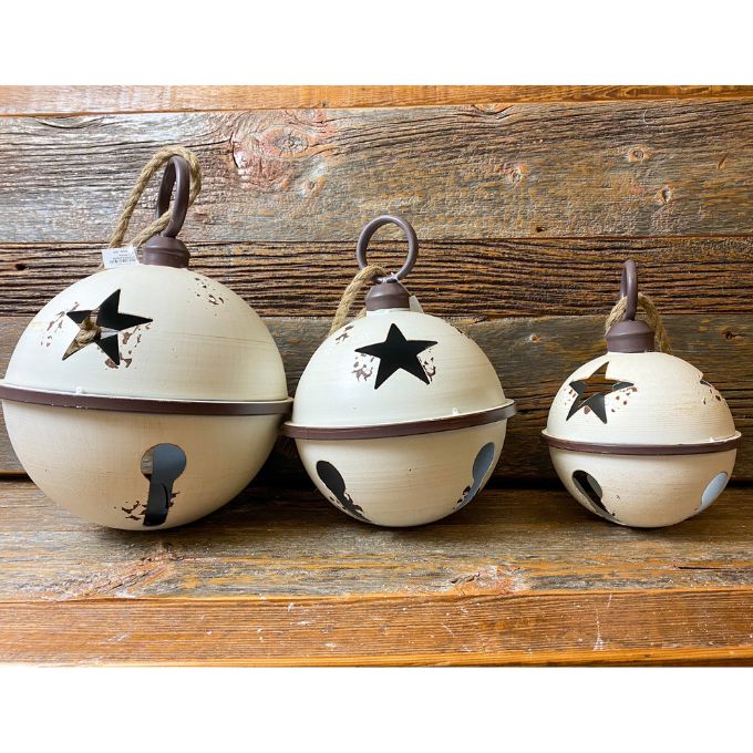 White Jingle Bells - Three Sizes available at Quilted Cabin Home Decor.