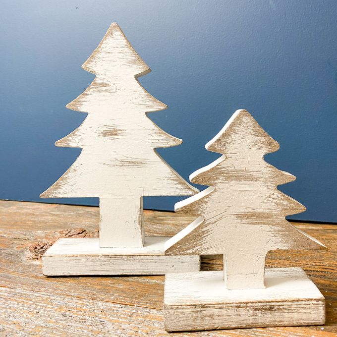 White Wooden Trees - Two Sizes available at Quilted Cabin Home Deco