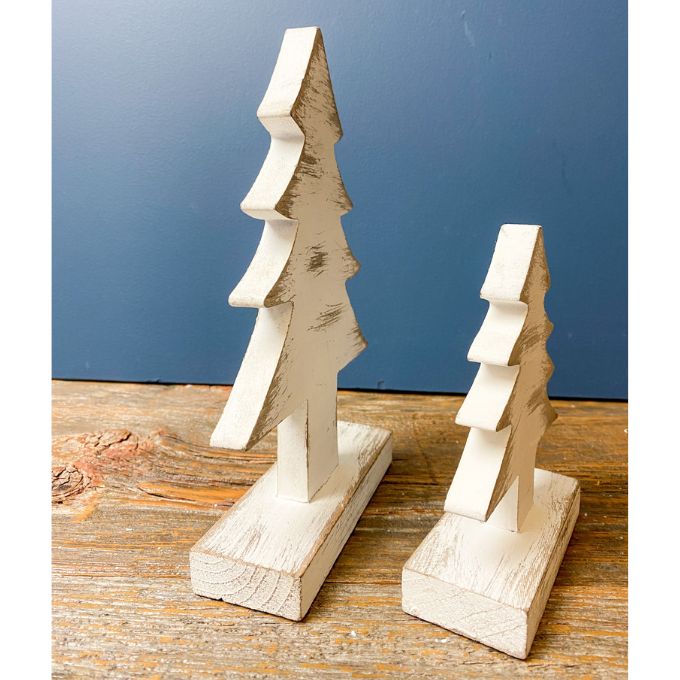 White Wooden Trees - Two Sizes available at Quilted Cabin Home Deco