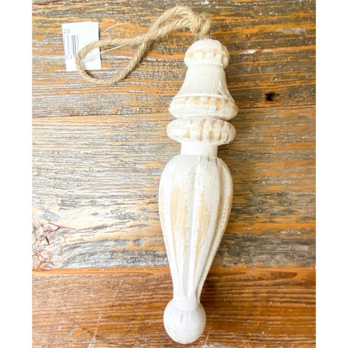 White Wooden Finial Ornaments - Two Sizes available at Quilted Cabin Home Decor.