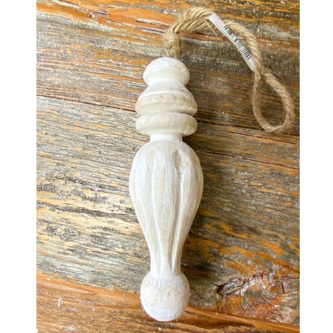 White Wooden Finial Ornaments - Two Sizes available at Quilted Cabin Home Decor.