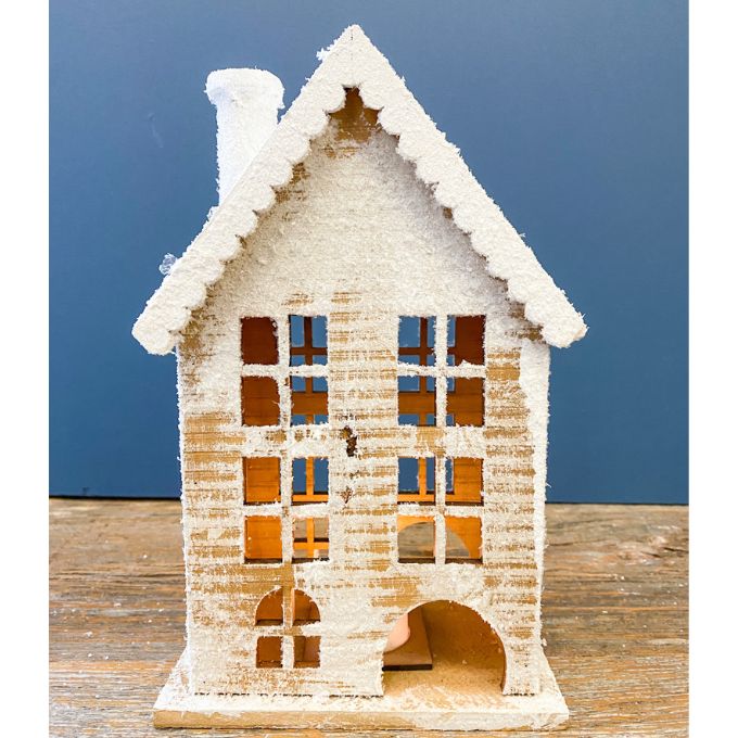 White Lighted Gingerbread House available at Quilted Cabin Home Decor.