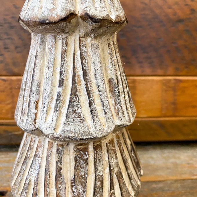 Distressed Carved Trees - Two Sizes available at Quilted Cabin Home Decor.