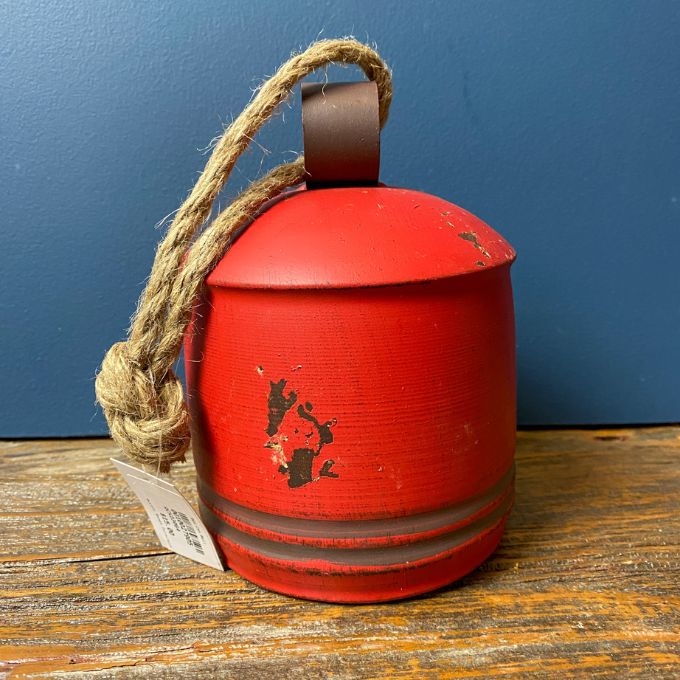 Large Metal Red Can Bell available at Quilted Cabin Home Decor.