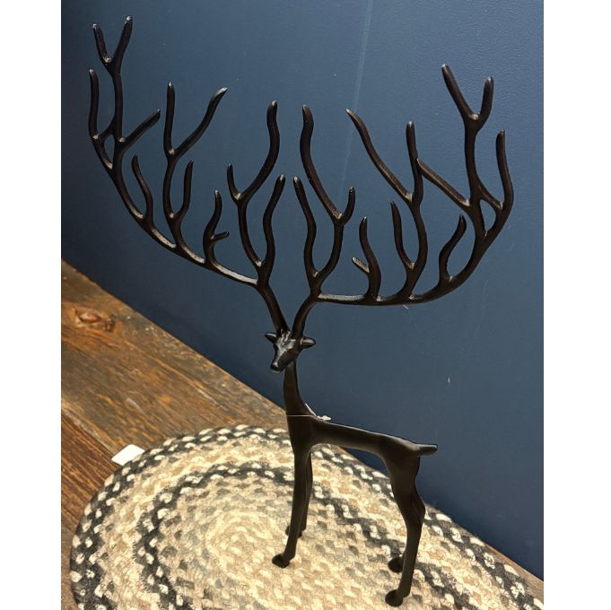 Large Metal Deer with Antlers available at Quilted Cabin in Airdrie