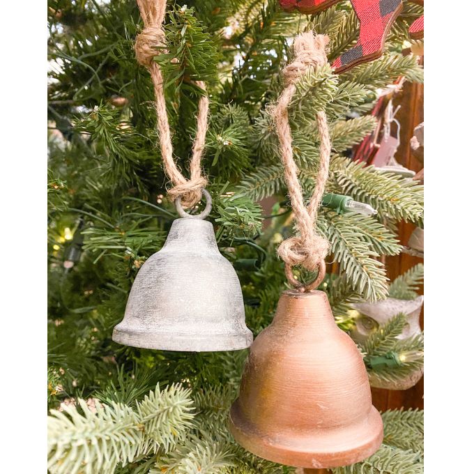 Aged Galvanized Annabella Bells - Two Colours available at Quilted Cabin Home Decor. Colours are galvanized metal and bronze.