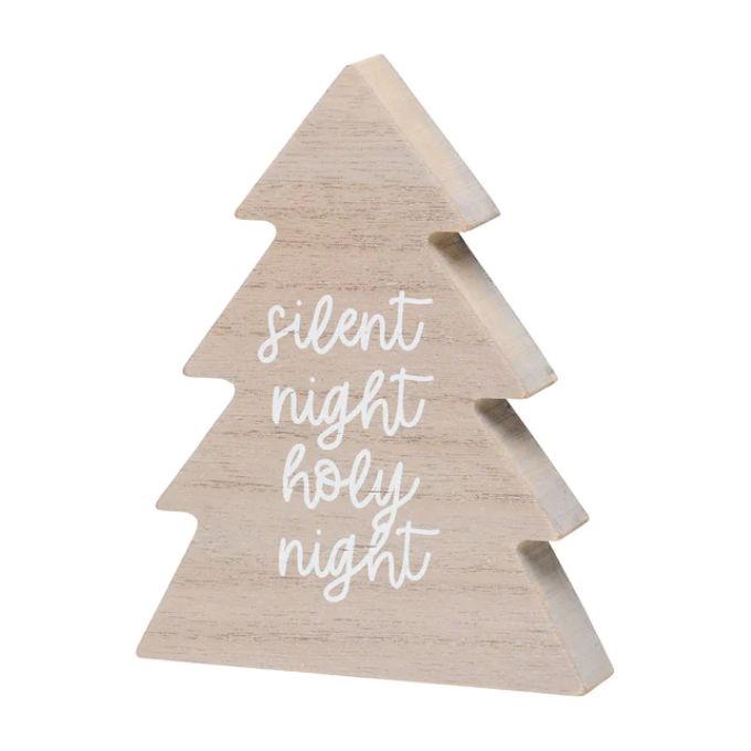 Silent Night Holy Night Wooden Tree Sign available at Quilted Cabin Home Decor.