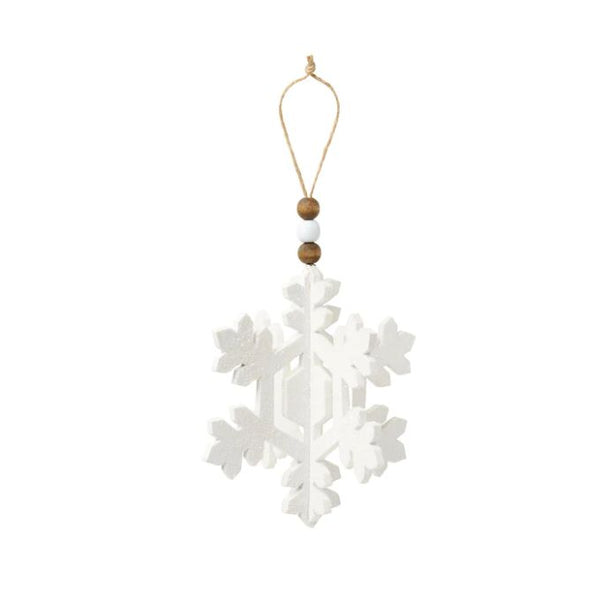 Sparkling Wooden Snowflake Ornament available at Quilted Cabin Home Decor.