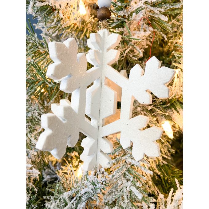 Sparkling Wooden Snowflake Ornament available at Quilted Cabin Home Decor.