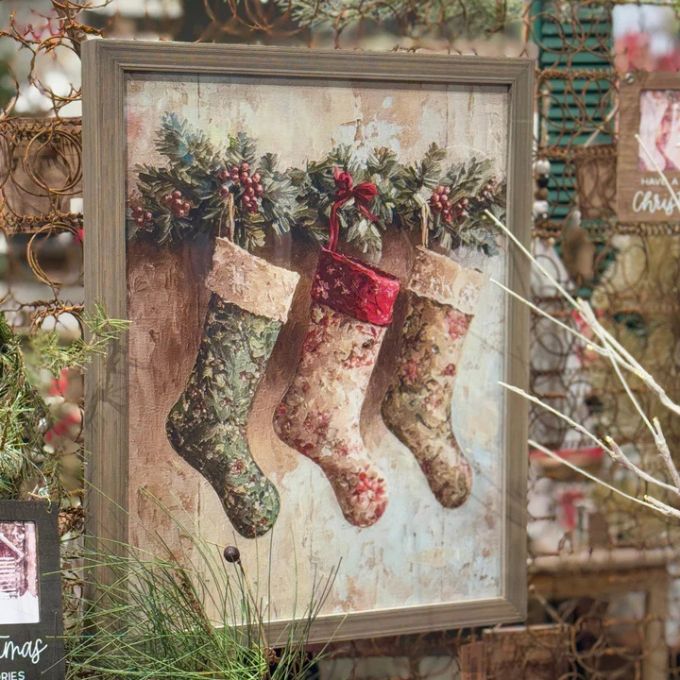Stockings Were Hung Vintage Framed Wall Art available at Quilted Cabin Home Decor.