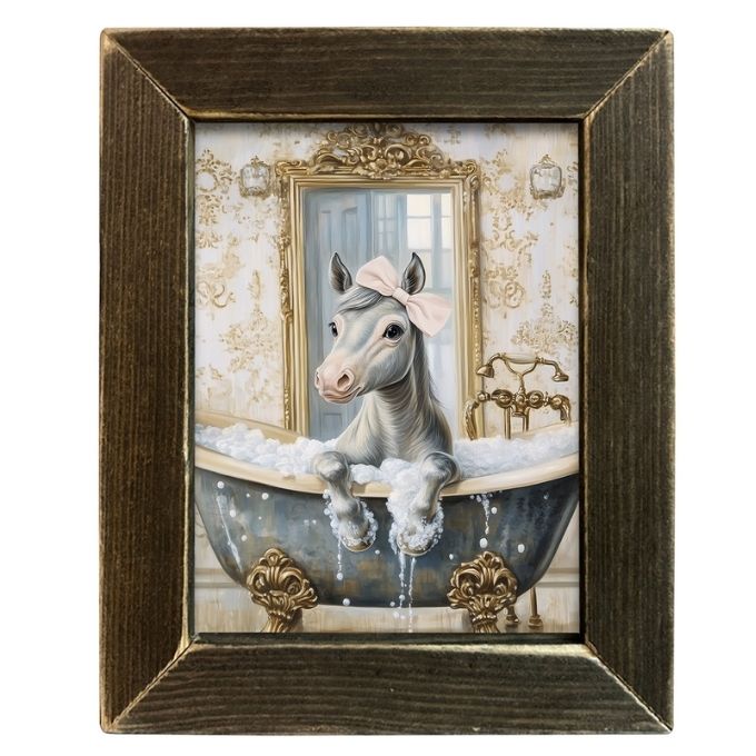 Horse Vintage Tub Framed Print available at Quilted Cabin Home Decor.