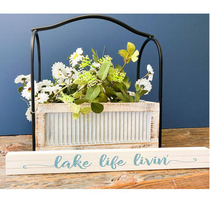 Lake Life Livin' Shelf Sitter Sign available at Quilted Cabin Home Decor
