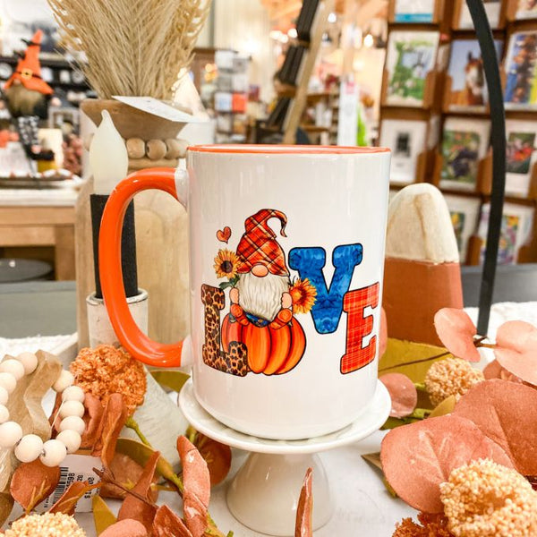 Fall Love Gnome Mug available at Quilted Cabin Home Decor.