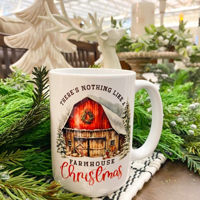 Farmhouse Christmas Mug available at Quilted Cabin Home Decor.