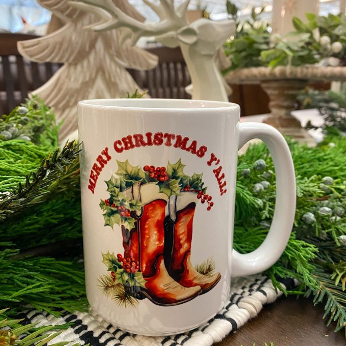 Christmas Boot Mug available at Quilted Cabin Home Decor.