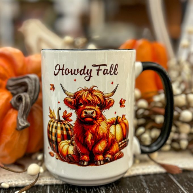 Howdy Fall Mug available at Quilted Cabin Home Decor.