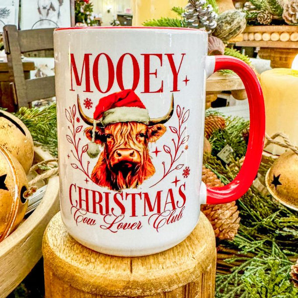 Mooey Christmas Mug available at Quilted Cabin Home Decor.