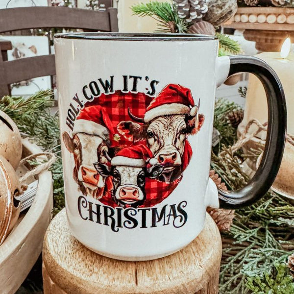 Holy Cow It's Christmas Mug available at Quilted Cabin Home Decor.