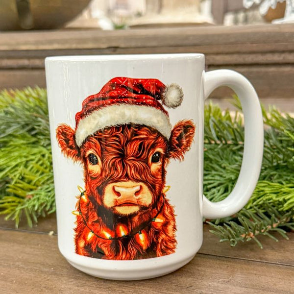 Baby Cow Christmas Mug available at Quilted Cabin Home Decor.