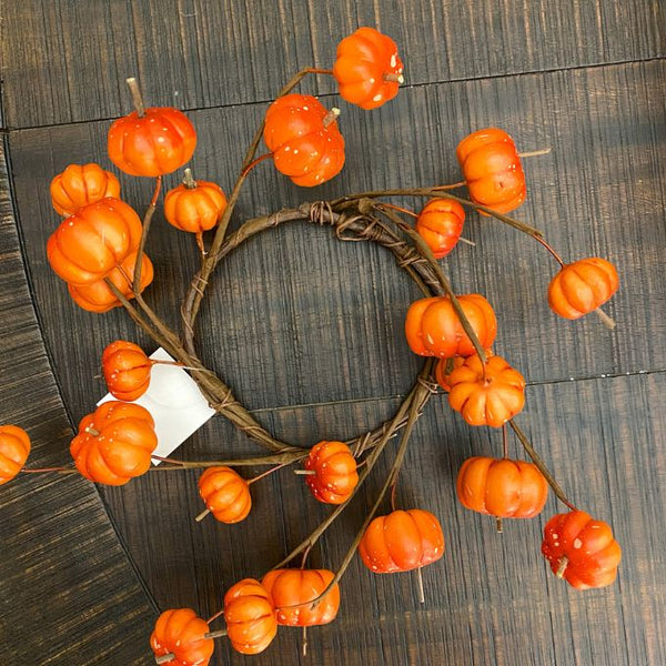 Mini Pumpkin Collection - Candle Ring and Spray available at Quilted Cabin Home Decor.