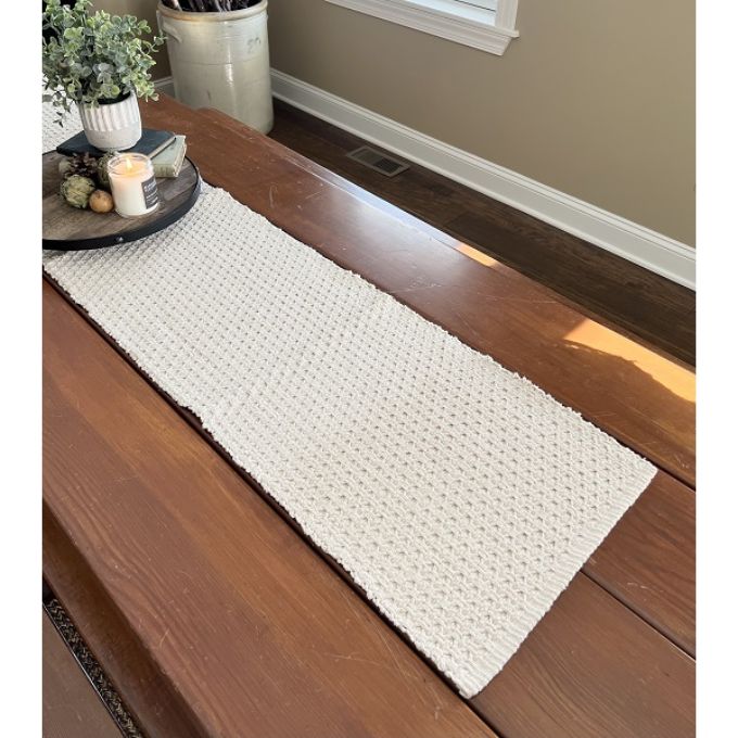 Cottage Weave Cream Placemats and Table Runners available at Quilted Cabin Home Decor.