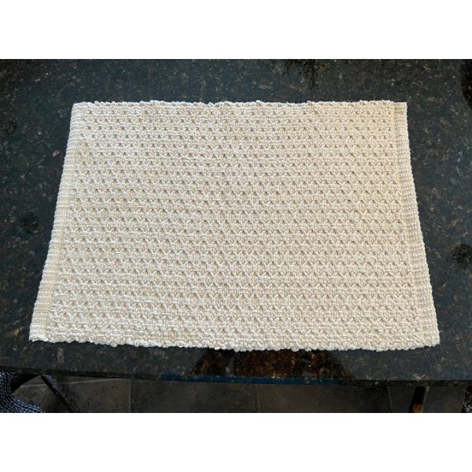 Cottage Weave Cream Placemats and Table Runners available at Quilted Cabin Home Decor.